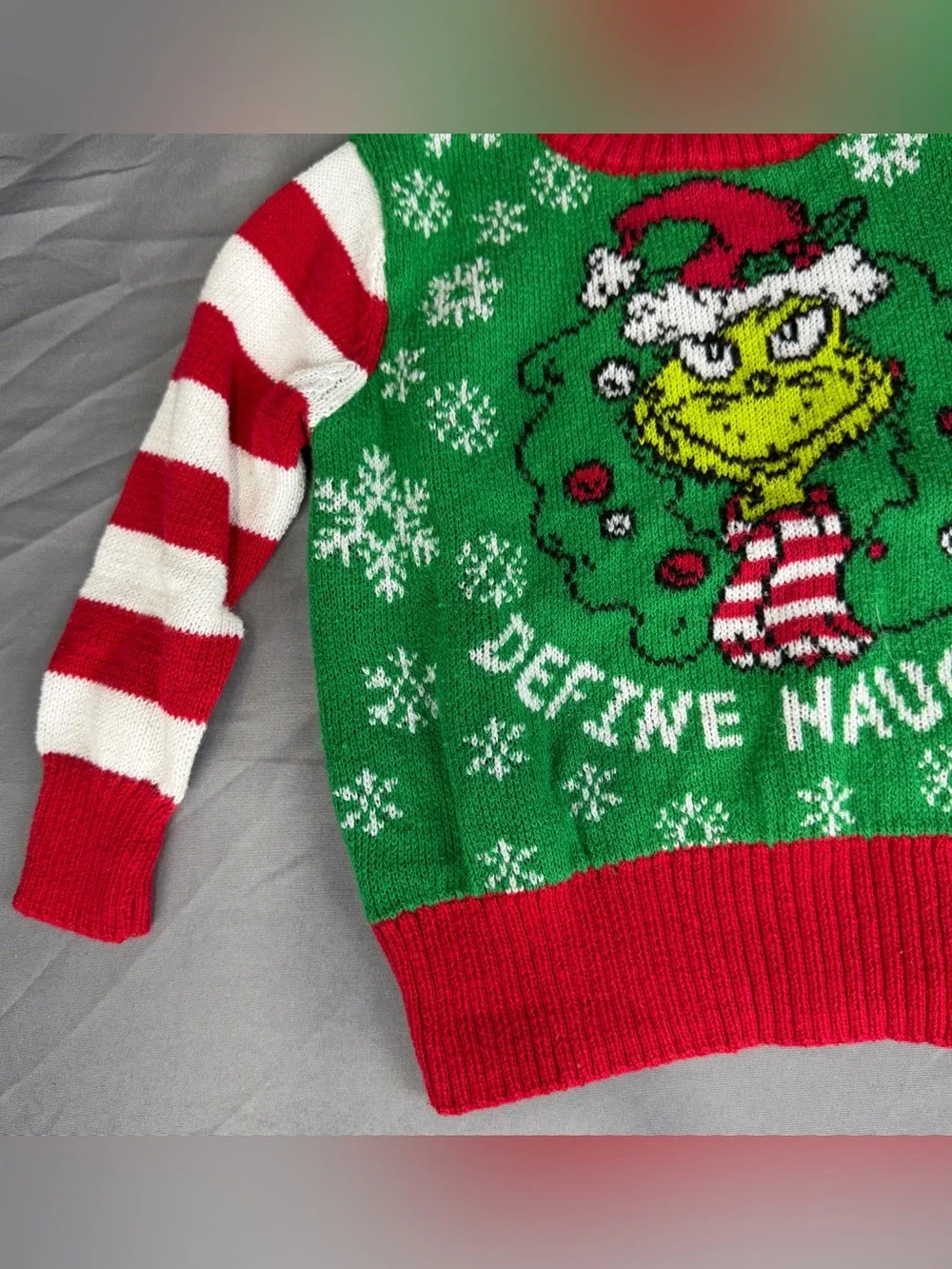 The Grinch “Define Naughty” Ugly Christmas Sweater 12 Month Dr Seuss